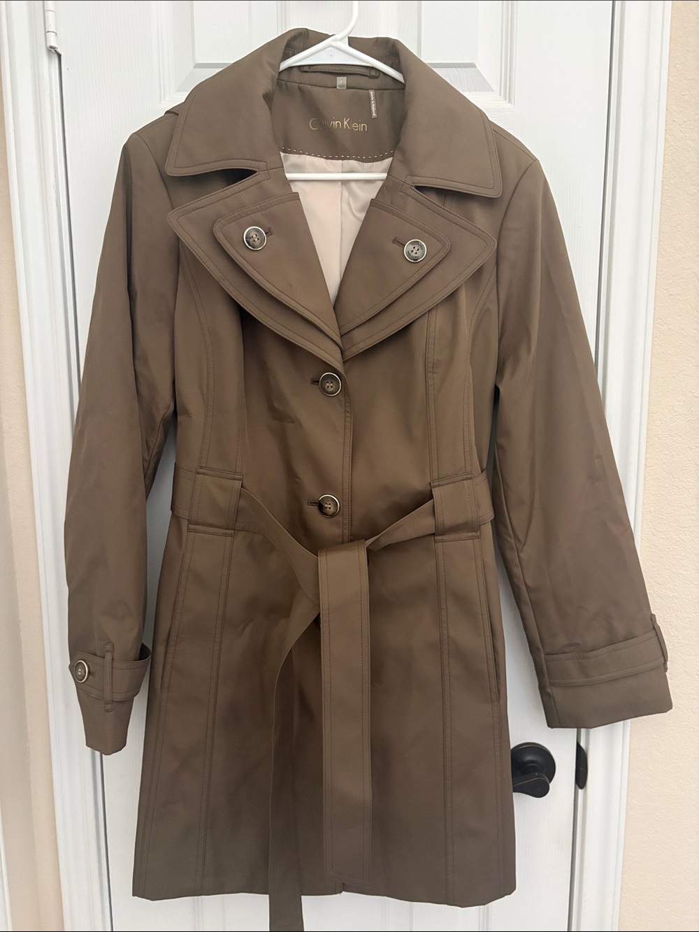 Calvin Klein Brown Belted Trench Coat